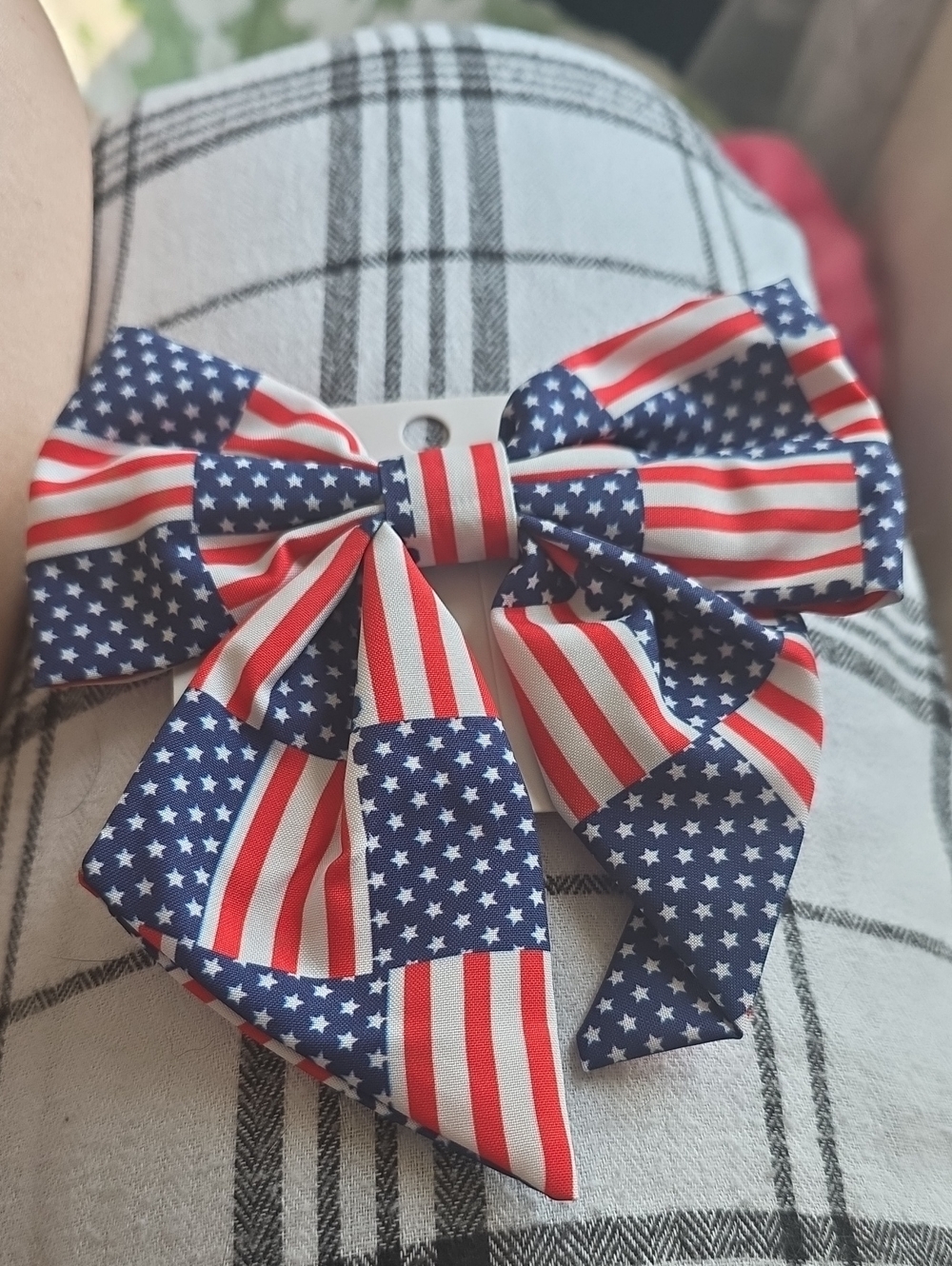 Kids Patriotic Flag Bow Hair Clip - Red, White & Blue